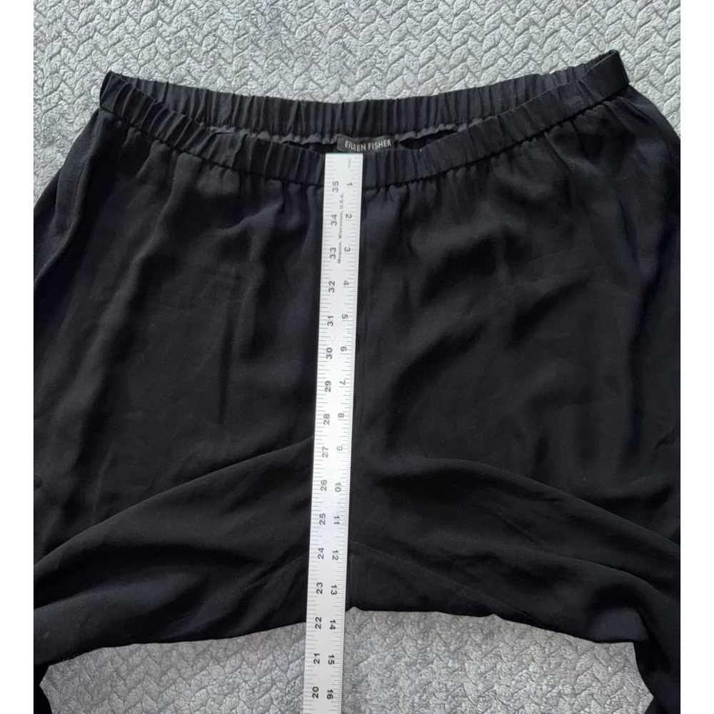 Eileen Fisher Black Silk Wide Leg Cropped Pants Lagenlook Size Medium - Picture 7 of 9